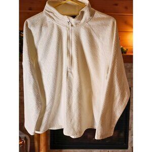 Eddie Bauer Women’s 1/4 Zip Fleece Pullover Top – Ivory Textured Knit – Size XL